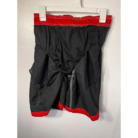 Speedo, M, black, red, white cargo board shorts, tie, mesh lined swim trunks - Picture 6 of 9